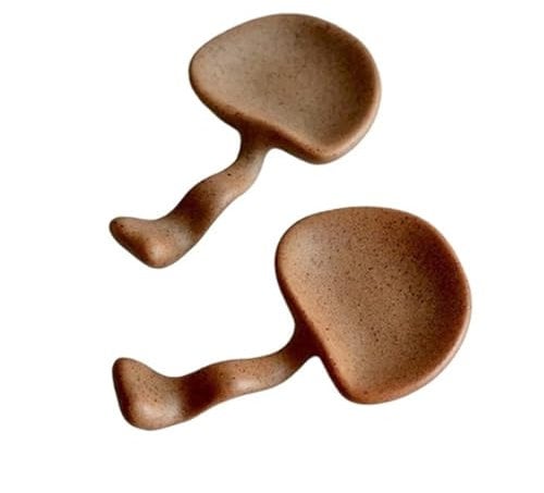 Spoon Rest Mushroom Shape Spoon Holder for Stove Available Dishwasher Cleaning Suitable for Storing Chopsticks(Brown B)