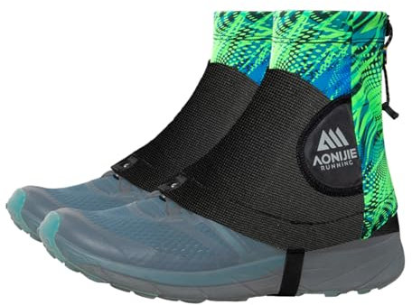 Azarxis Reflektierende Trail Low Gaiters, Gamaschen Atmungsaktiv für Damen und Herren, Wandern, Klettern (03 Grün)