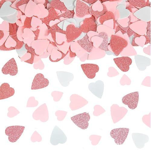 Hochzeits Glitzer Herz Konfetti - Rosa, Silber, Roségold für Hochzeit, Geburtstag, Taufe, Valentinstag - Großes Konfetti