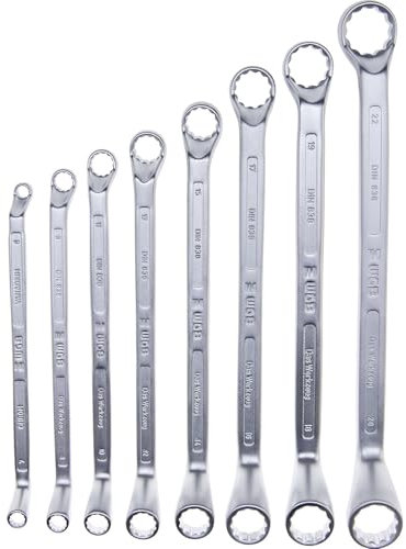WGB Doppelringschlüssel Satz 6-22mm tief gekröpft, geprüft nach DIN838, Chrom-Vanadium Stahl - 8-teilig