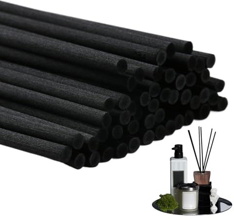 50 Stück schwarze Schilfrohr-Diffusorstäbchen, 30 cm x 4 mm dick, extra lange Schilfrohrstäbchen für Diffusoren, Aroma, ätherisches Öl, Diffusor, Ersatz-Nachfüllstäbchen für Schlafzimmer, Zuhause,