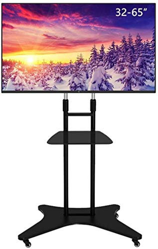 DDKYHU Support de Sol pour téléviseur Support de Montage pour téléviseur Universel, Support de Montage pour téléviseur réglable en Hauteur avec Plateau Chariot pour téléviseur, Noir 32-55-65 Pouces