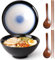 NUTRIUPS Juego de 2 cuencos de cerámica para ramen de 1200 ml con palillos y cucharas (azul luna)