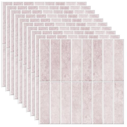 Tile Stickers,3D Wall Panels,Peel and Stick Vinyl Backsplash Tiles Self Adhesive Waterproof Oilproof Tiles Style DIY Home Decor for Kitchen Bathroom (10PCS Pink 30 * 30cm Thickness 1.2mm)