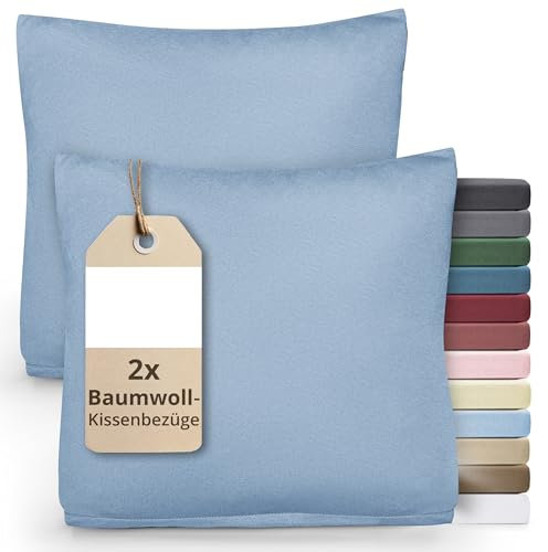 Greenline Kissenbezug Premium Jersey aus 100% Baumwolle Hellblau Doppelpack (2X) 40 x 40 cm Kissenhülle Kissenbezüge