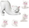 NAESM Einzigartige Schwanzlose Katze Kleine Pflanzentopf Kommt mit 4 Arten von Harz Katze Ornamente Indoor und Outdoor Pflanzen Displays, Schöne Büro Schreibtisch Raum Heimdekor