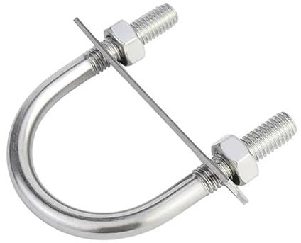 FamlTol M8 Boulons en U 25mm Innenbreite, Bride de Fixation, Ronds U Bolts avec Écrou Plaques Rondelle, Convient pour la fixation de tuyaux │ M8*25mm x 52mm │ 2 Ensembles