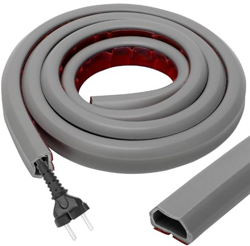 LOMUG Einschnur Kabelkanal Selbstklebend 15x10mm 1m Gray, Minikabelkanäle, Flexible Kabelabdeckung Kabelschacht Selbstklebeband Kabelkanal zum Verstecken von 1 Kabel, Platzsparende Kabelordnung