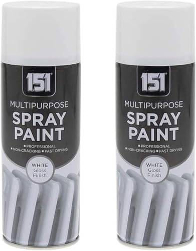 MIXEL Multipurpose White Gloss Spray Paint, Quick-Drying Formula, DIY Enthusiasts, Long-Lasting Results on Wood, Metal, Plastic, Interior and Exterior Use, 400ml, (2 Pcs)