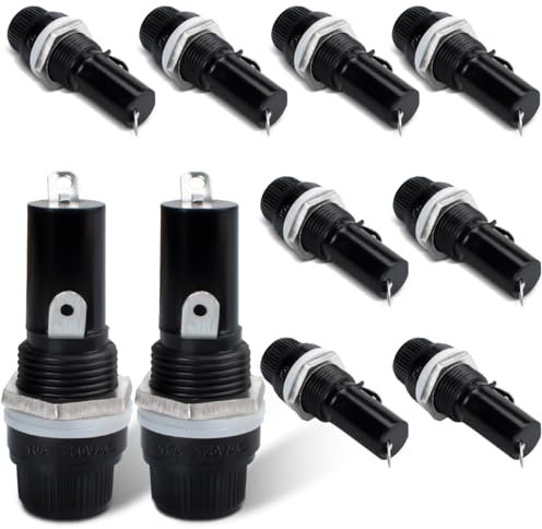 Innfeeltech 10 Stück Schraubkappe Lötkappe montiert Sicherungshalter Basis für 5x20mm Sicherung