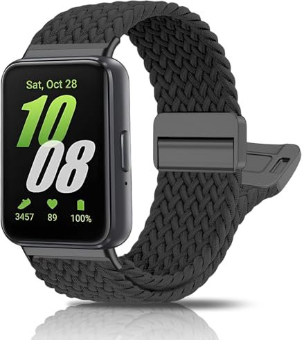 chinbersky Geflochten Armbänder Kompatibel mit Galaxy Fit 3 Armband, Magnet Verschluss Stoff Elastische Nylon Loop Ersatzarmband für Samsung Fit 3 SM-R390 Herren Damen