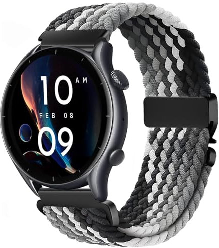 VELULYX Nylon trenzado correa compatible con Amazfit GTR 47 mm/2/2e/3/3 Pro/GTR 4/4 Pro/Stratos 3/Stratos 2, 22MM correa elástica para Xiaomi S1/Xiaomi Mi/S1 Active/S3/Watch 2