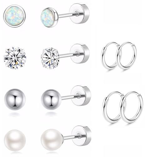 Titan Ohrringe Damen 6 Paare Medizinische Ohrstecker Ohrstecker Chirurgenstahl Chirurgenstahl gesundheitsstecker Medizinische Ohrringe Titan für Frauen und Mädchen