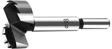 Broca Forstner de 38 mm, madera, accesorios MAXAZTEX para taladro, brocas forstner para madera, puntas de taladro con vástago redondo (Ø38 x 90 mm)