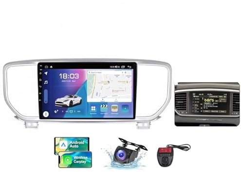 ZZPHKK Android 13 Autoradio für Kia Sportage 4 QL 2018-2022 mit Carplay Android Auto, 9 Zoll Auto Stereo Radio mit Carplay Android Auto Bluetooth 5.0 GPS FM/RDS Radio SWC Rückfahrkamera(B,NF-4)