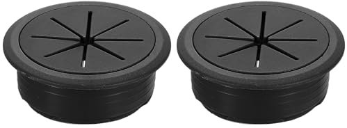 sourcing map 2 Pcs Desk Grommet, 1.97 inch 50mm Desk Cable Hole Cover Wire Hole Insert for Home Office Table Cabinet Cord Organizer, Black