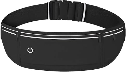 Poraceous Laufgürtel für Handy, Wasserdicht Lauftasche Damen und Herren, Läufer-Hüfttasche mit 3 Taschen, mit Verstellbarem Gummiband, Verschieben Handytasche, zum Joggen, Fitness, Spazierengehen