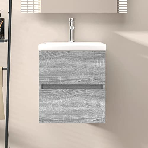 Gray Mobile Lavabo - Armario de almacenamiento de madera multicapa de 41 x 38,5 x 45 cm, muebles de exterior, armario interior, elegante armario utilitario con estantes