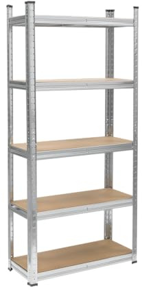 Rebel Electro Metallregal Magazin 5 Böden Garageregal 150x70x30 Silber RB-1255