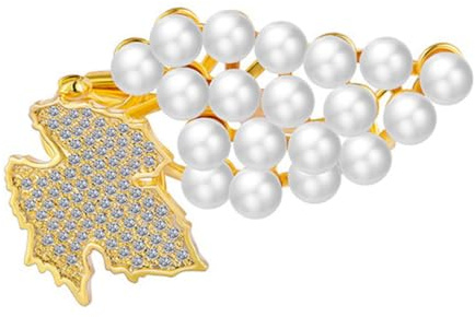 Baluue Épingle Raisin Décorative en Métal et Perles, Légère et Brillante, pour Vêtements et Foulards, Design Créatif et Élégant Couleur Or