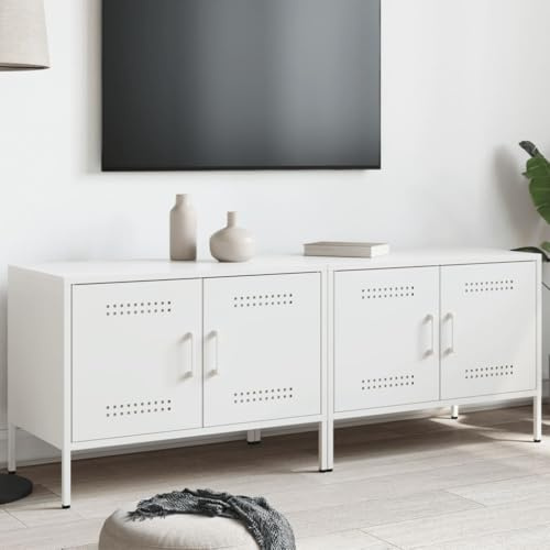 AJJHUUKI TV Cabinets 2 pcs White 68x39x50.5 cm Steel