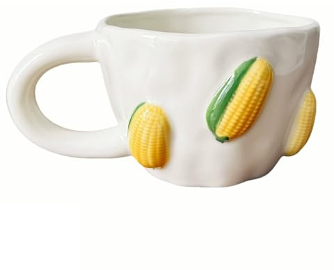 TWISAXC Big Mug for Hot Drinks Les Creuset Mugs for Coffee Enthusiast Office Tea and Juice. Crafted Premium Heat-Resistant, Corn, 301-400ml