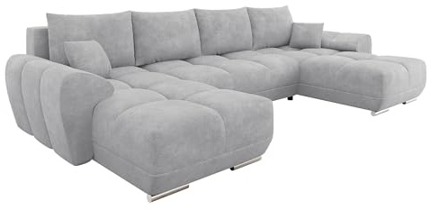 Mirjan24 Ecksofa Lonkor U, Eckcouch mit Schlaffunktion Bettkasten U-Form, symmetrische Ottomane, Sofa Couch Wohnlandschaft (Lumo 65)