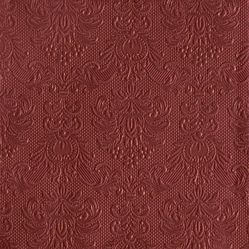 Ambiente Servietten Papier 40x40cm 3-lagig 15 Stück mit Ornamenten geprägt - hochwertig & nachhaltig - Einweg Papierservietten für Hochzeit Dinner Gastronomie Party - Hochzeitsservietten dunkel-rot