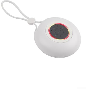 Zeroupshop Portable Speaker with Colorful LED Lights, for MINI Waterproof Wireless Speaker for Outdoor Party Travel Beach, Compact ABS Stereo Sound System with AUX Input, Black(White)