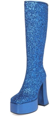 Gueploer Stivali Alti da Donna con Glitter e Tacco Spesso per Feste e Vita Quotidiana