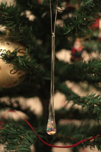 Gisela Graham Christmas Set 6 x Iridescent Christmas Glass Raindrop baubles