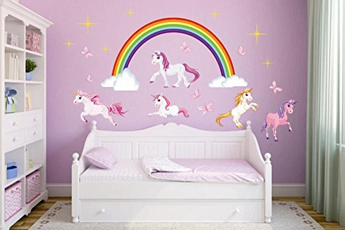 U24 Wandtattoo Einhorn-Set Aufkleber 120 x 130 cm Wandsticker