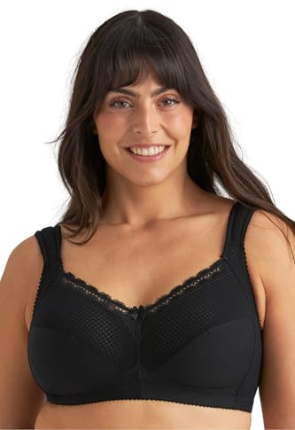 Miss Mary of Sweden Diamond Womens Full Cup Supportive Non-Wired Bra 44DD Black