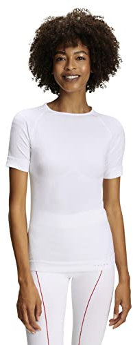 FALKE Damen Baselayer-Shirt Warm Round Neck W S/S SH Funktionsgarn Schnelltrocknend 1 Stück, Weiß (White 2860), S