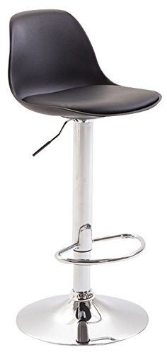 CLP Barhocker Kiel Kunststoff Mit Polsterung Und Kunstlederbezug I Drehbarer Barstuhl mit Metallgestell Und Fußstütze, Farbe:schwarz, Gestell Farbe:Chrom