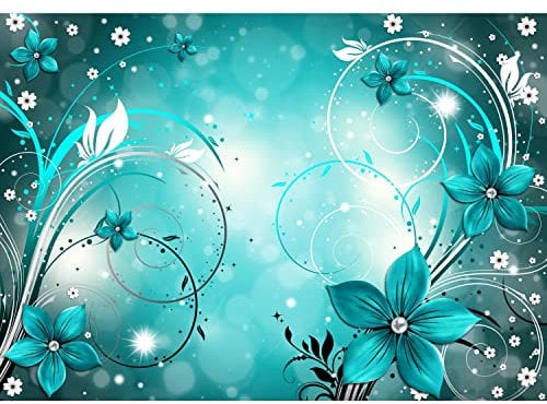 Runa Art Fototapete Blumen Abstrakt Modern Vlies Wohnzimmer Schlafzimmer - Made in Germany - 308 x 220 cm Türkis 9205010a