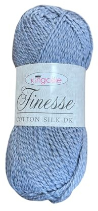 King Cole Finesse Cotton Silk DK Yarn - 50g Ball - Luxury Double Knitting Wool with 70% Cotton and 30% Silk Blend for Knitting and Crochet (2816 Denim)