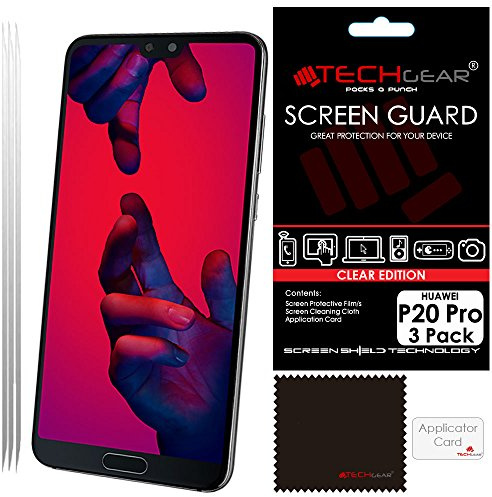 TECHGEAR [3 Pack] Screen Protectors for Huawei P20 Pro - Clear Lcd Screen Protector Guard Covers Compatible with Huawei P20 Pro