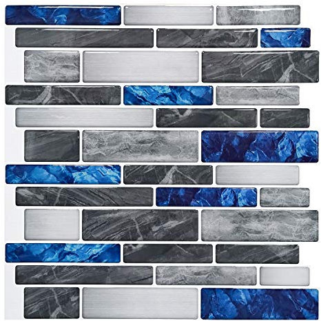 Art3d 10-Sheet Premium Self-Adhesive Kitchen Backsplash Tiles in Marble,30 * 30cm