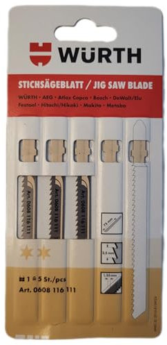 Würth Stichsägeblätter für Holz 75/2,5 Packung 5 Stück (0608116111)