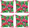 ABAKUHAUS Flamingo Dekokissen Kissenbezug 4er Pack, Retro exotische Blätter, Modern Accent Doppelseitiger Digitaldruck, 50 x 50 cm, Grün Rosa