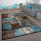 Paco Home Teppich Wohnzimmer Vintage Kurzflor Orientalisch Modern Rautenmuster Geometrisches Design Braun Türkis, Grösse:80x150 cm, Farbe:Braun