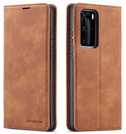 FMPC Custodia Compatibile con Huawei P40 PRO, Supporto Flip Caso in Pelle Cover Libro Magnetica Portafoglio Huawei P40 PRO, Giallo