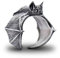 BlackAmazement Ring Größenverstellbar Uni Größe Fledermaus Bat Gothic Silber Schwarz Damen Herren (Silber)