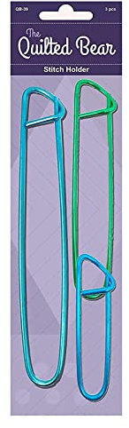 Quilted Bear Maschenhalter-Set klein – Maschenmarkierer -Strickset, Strickzubehör aus Aluminium, sicherer Verschluss, Größen: 5,7 cm, 8,9 cm, 11,4 cm, ideal für Kragen, Zopfmuster und Garnwechsel