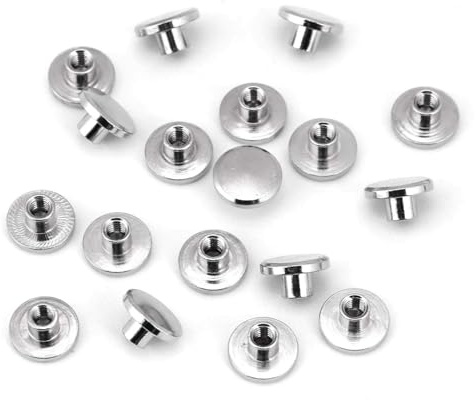 20Pcs Riparazione Vite Post Fastener Round Flat Head Chicago Viti Bottoni Metallo Chiodo Rivetto Borchie con Viti a taglio per Binding Artigianato in pelle fai da te(6.5mm)