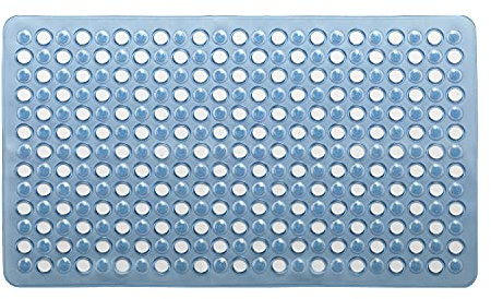 Gedy G-Maim Tappeto Antiscivolo Vasca con Ventose, Misure: 60X38, Tappetino Bagno in Resina, Finitura Azzurra, Design R&S, 100% Made in Italy, Tappeto Lavabile in Lavatrice, 2 Anni di Garanzia