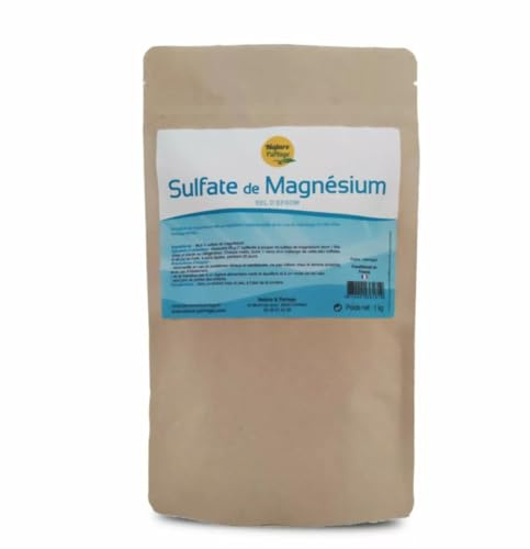 Sante Bio Europe - Magnesiumsulfat (Epsomsalt) - 1 kg - Användbar vid trötthet, svårigheter att somna, stress, muskel- eller ledvärk - 99,9 %
