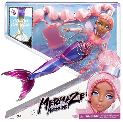 Mermaze Mermaidz - HARMONIQUE - Meerjungfrauen Puppe mit Farbwechsel & Hellrosa Haar - Inklusive Outfit & Zubehör - Voll beweglich - Zum Sammeln - Für Kinder ab 4 Jahren