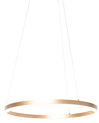 Qazqa - Design Hängelampe I Pendellampe I Pendelleuchte Gold I Messing 60 cm inkl. LED 3 Stufen dimmbar - Anello Dimmer I Dimmbar I Wohnzimmer I Schlafzimmer - Aluminium Rund - I